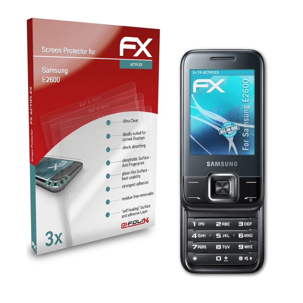 E2600) 3x Displayschutz(für Samsung ATFOLIX FX-ActiFleX