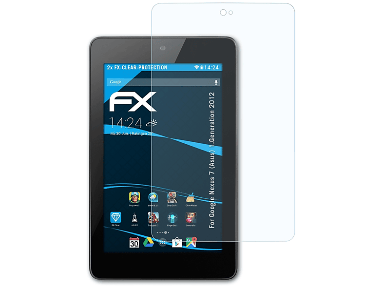 ATFOLIX 2x FX-Clear Displayschutz(für Google Nexus 7 (Asus) (1.Generation 2012))