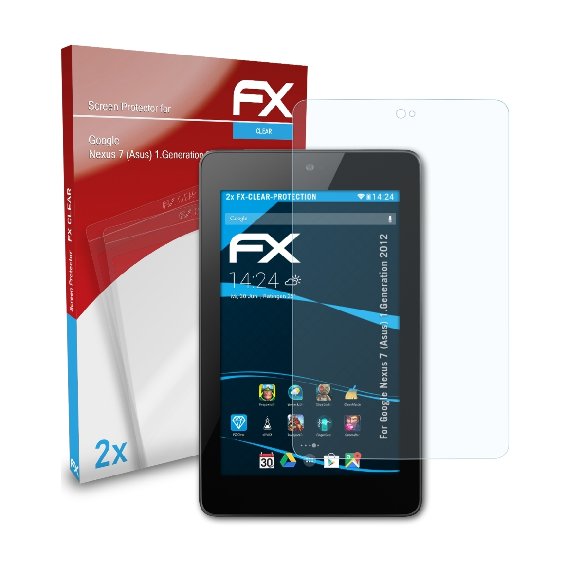 (Asus) Google FX-Clear 7 (1.Generation Nexus 2012)) Displayschutz(für 2x ATFOLIX