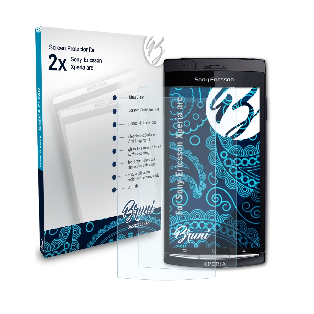 BRUNI Basics-Clear 2x Sony-Ericsson arc) Schutzfolie(für Xperia