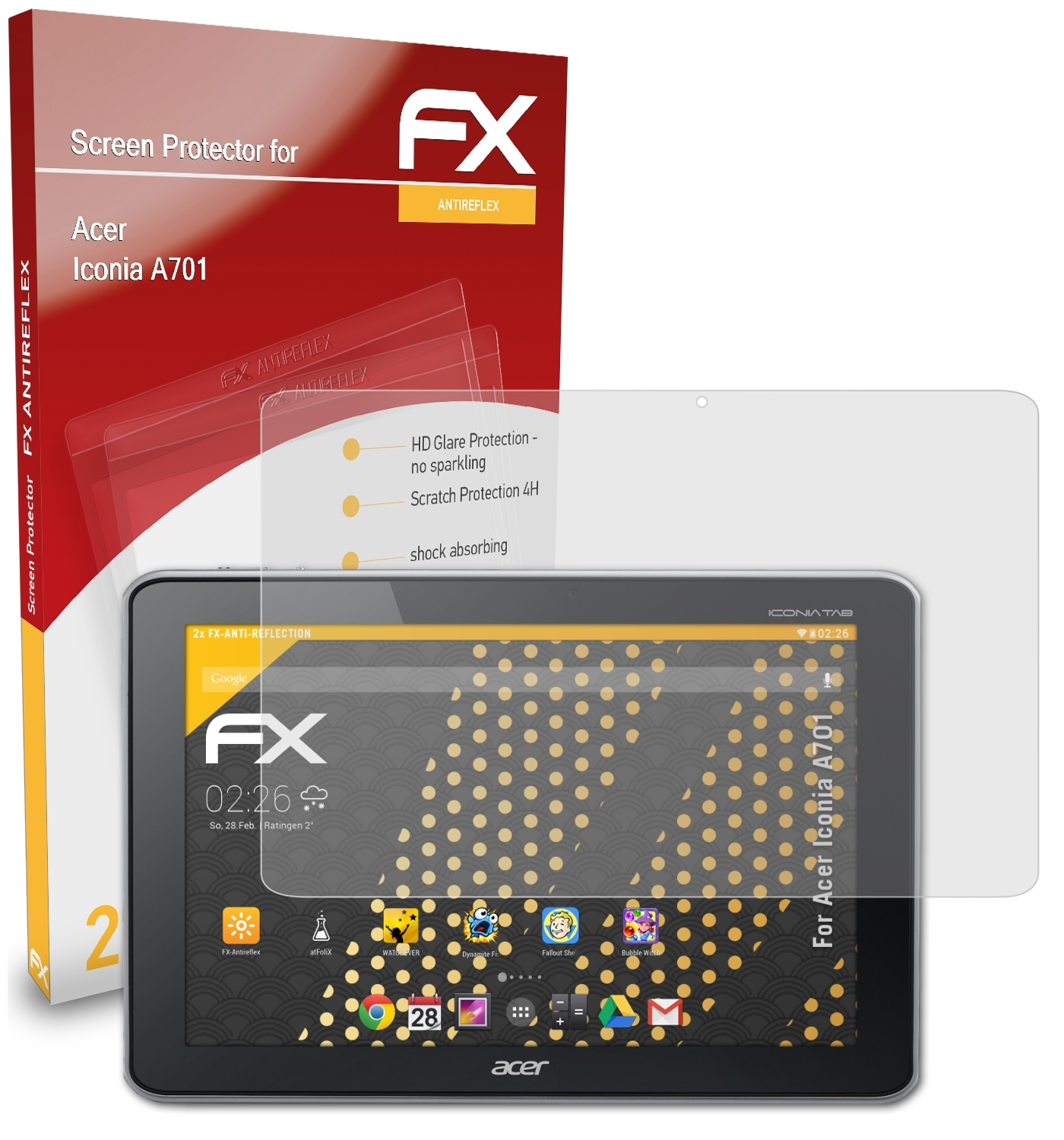 FX-Antireflex Iconia A701) Acer Displayschutz(für ATFOLIX 2x