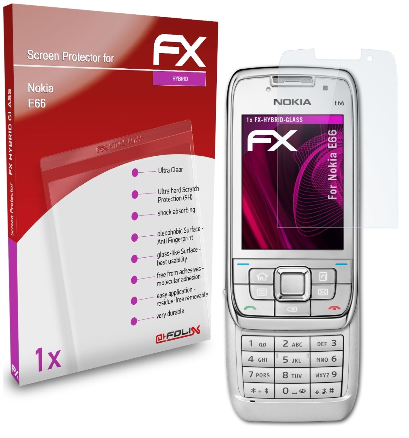 ATFOLIX FX-Hybrid-Glass E66) Nokia Schutzglas(für