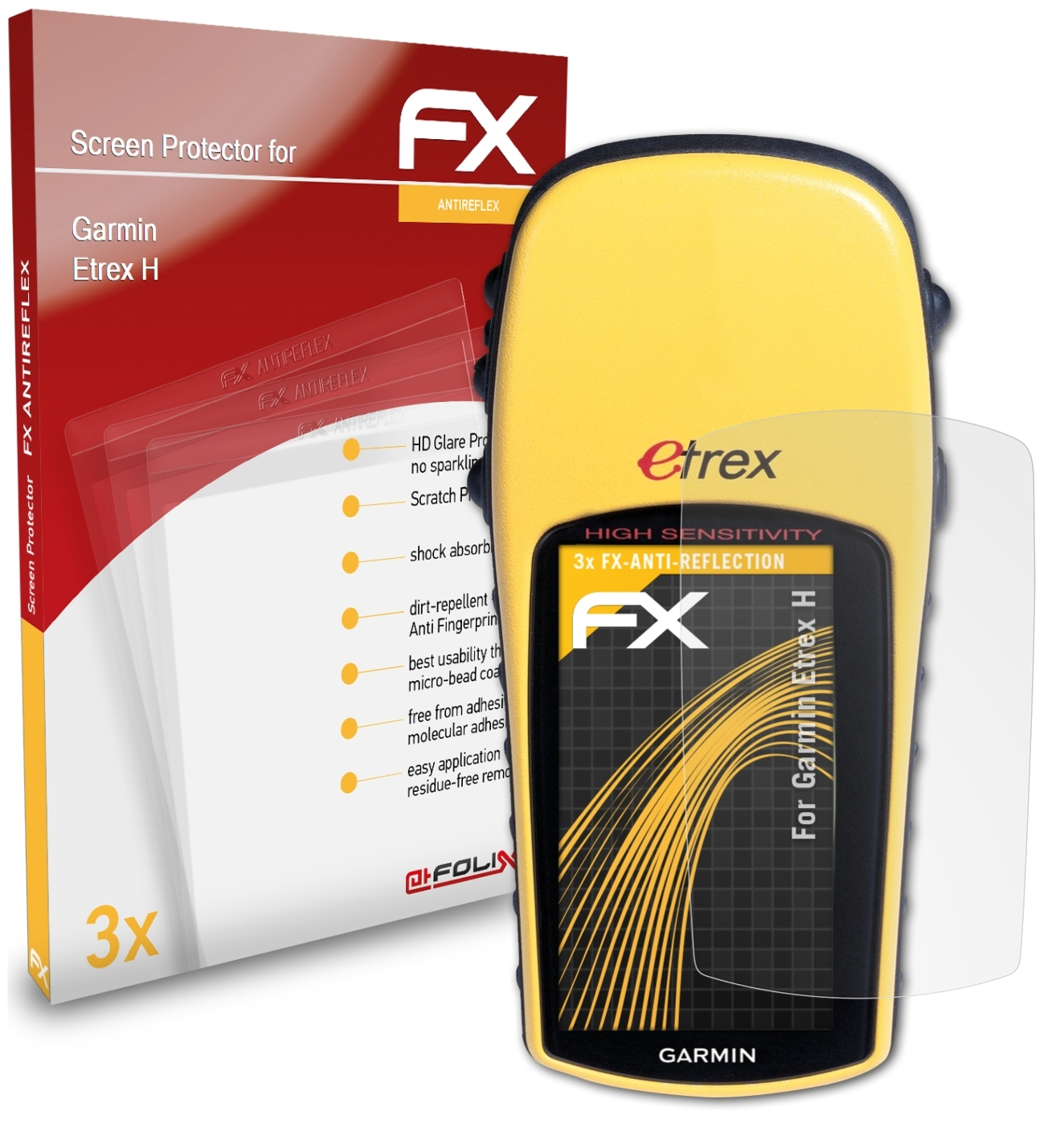 ATFOLIX Etrex Displayschutz(für H) Garmin FX-Antireflex 3x
