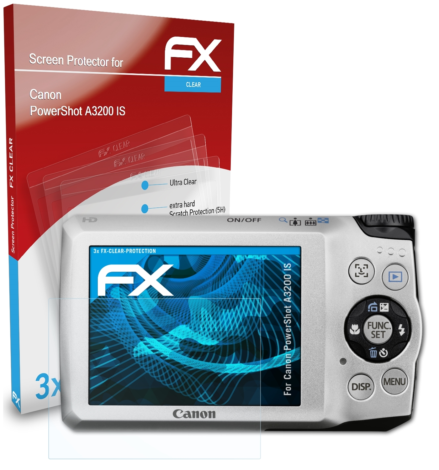 ATFOLIX 3x Canon FX-Clear A3200 PowerShot IS) Displayschutz(für