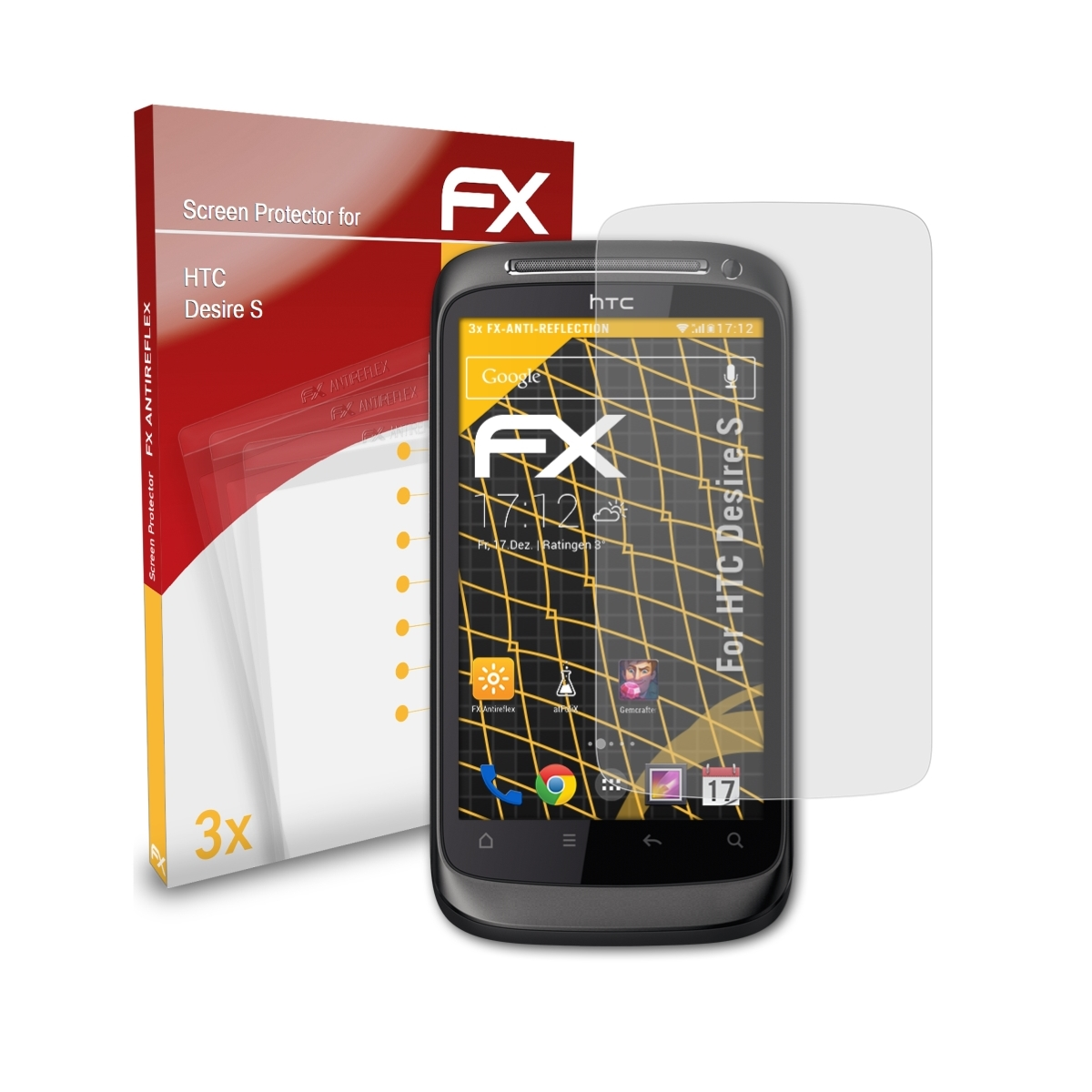S) ATFOLIX Desire 3x HTC FX-Antireflex Displayschutz(für
