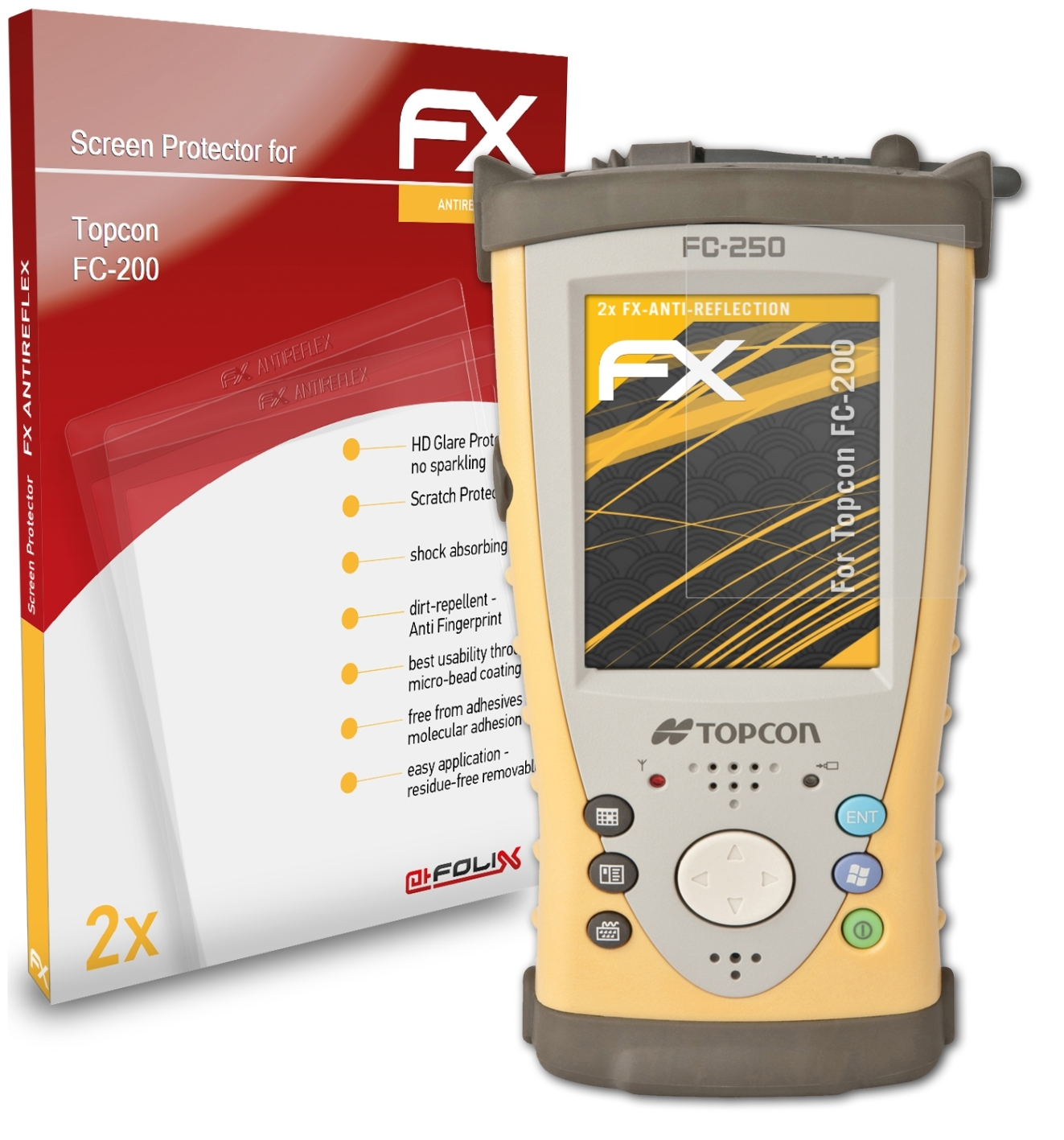 ATFOLIX 2x Displayschutz(für Topcon FC-200) FX-Antireflex