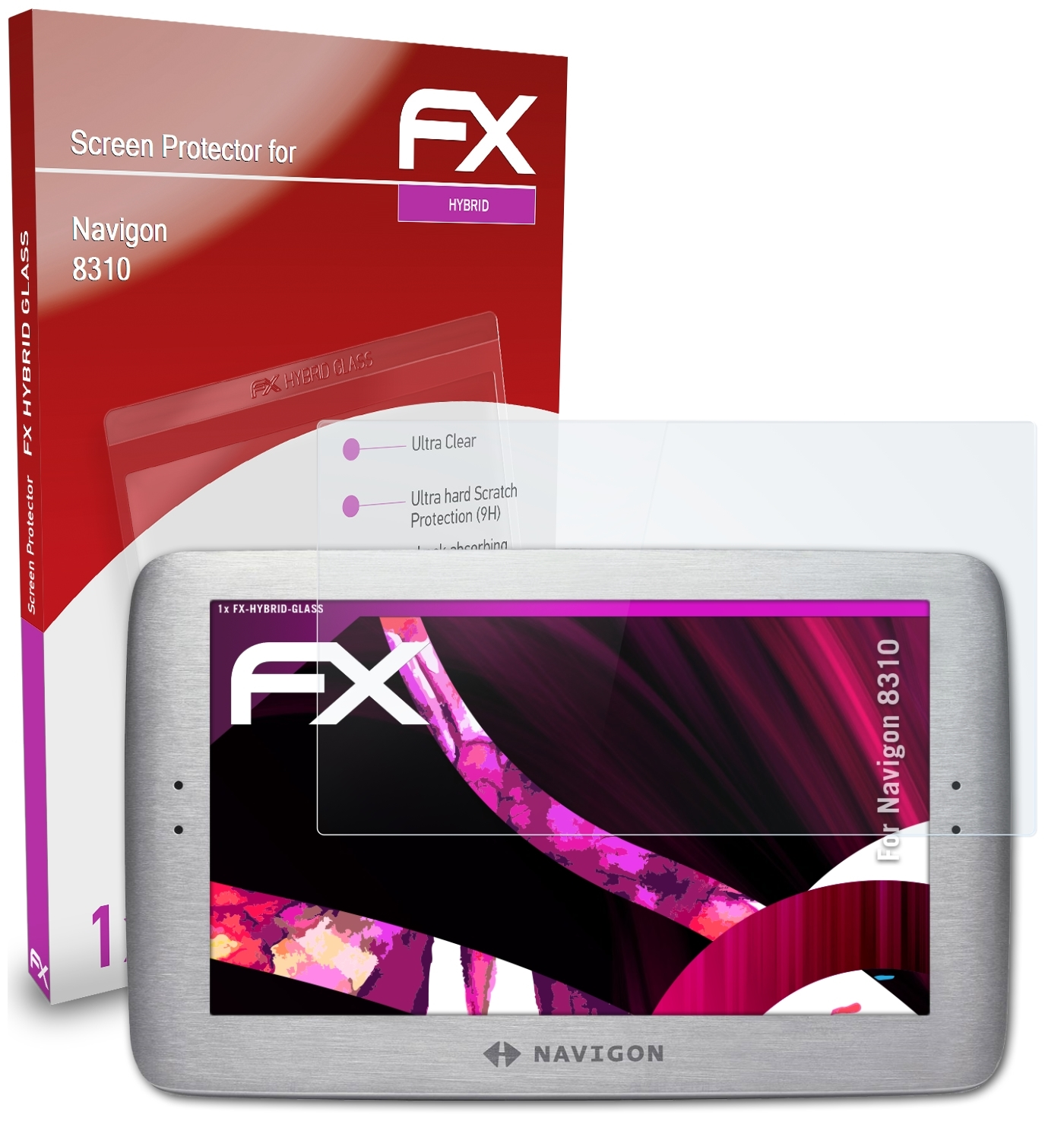 FX-Hybrid-Glass 8310) Schutzglas(für ATFOLIX Navigon