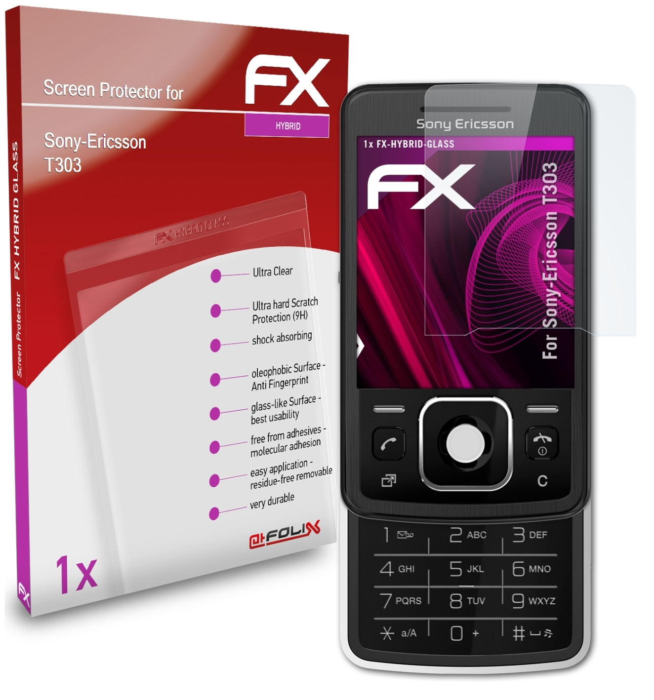 ATFOLIX FX-Hybrid-Glass Schutzglas(für T303) Sony-Ericsson