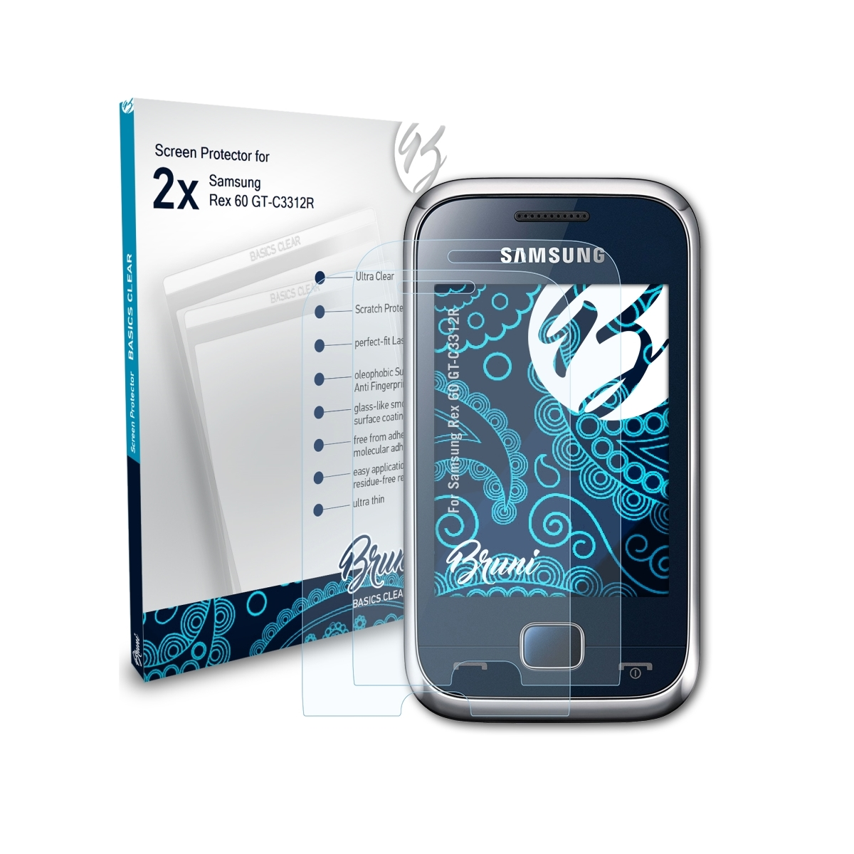 Basics-Clear Rex 2x (GT-C3312R)) BRUNI Samsung Schutzfolie(für 60