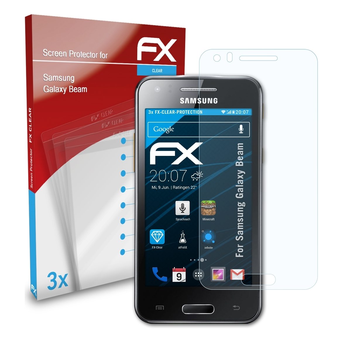 FX-Clear Galaxy 3x Samsung ATFOLIX Beam) Displayschutz(für