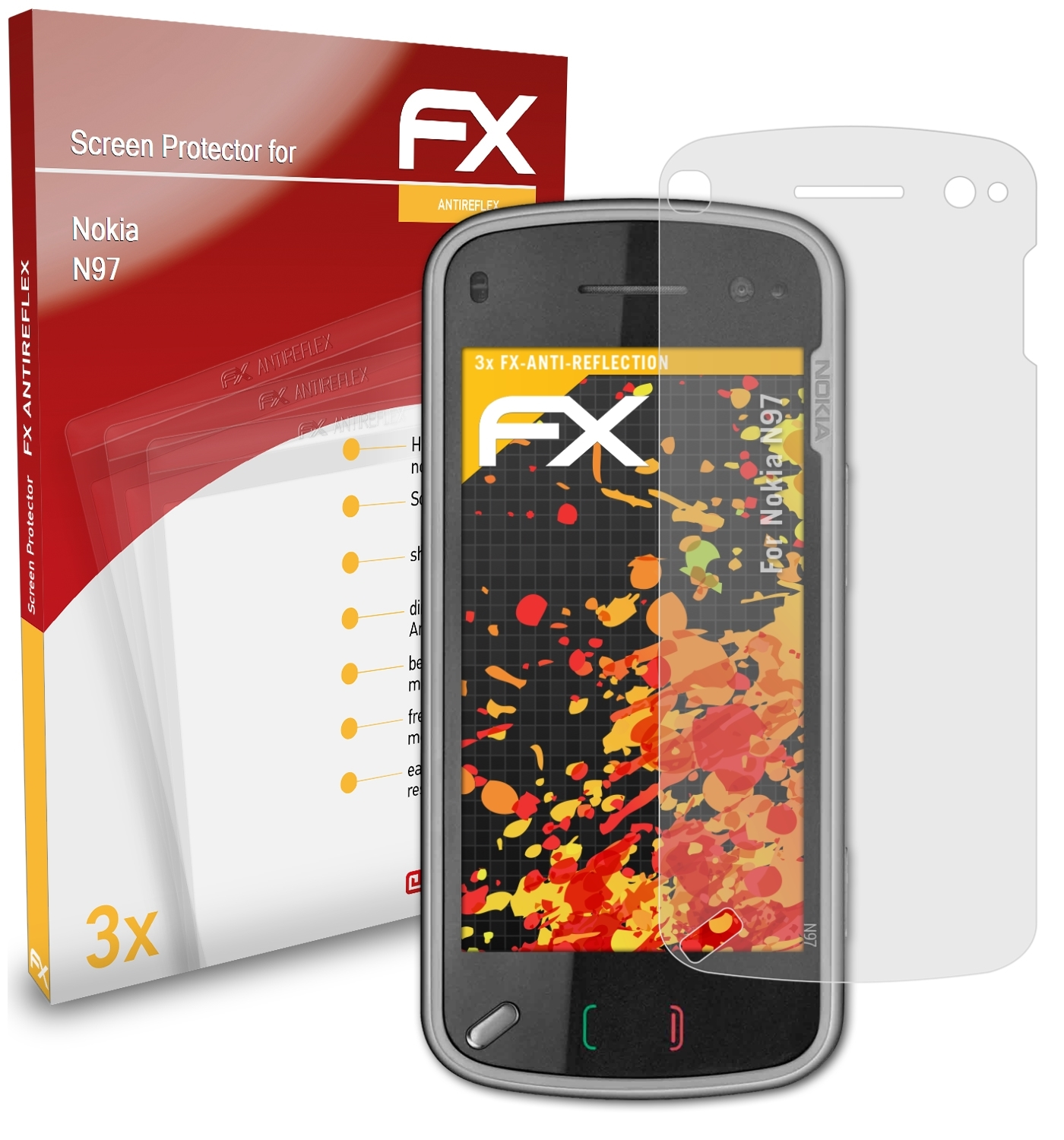 ATFOLIX 3x FX-Antireflex Nokia N97) Displayschutz(für