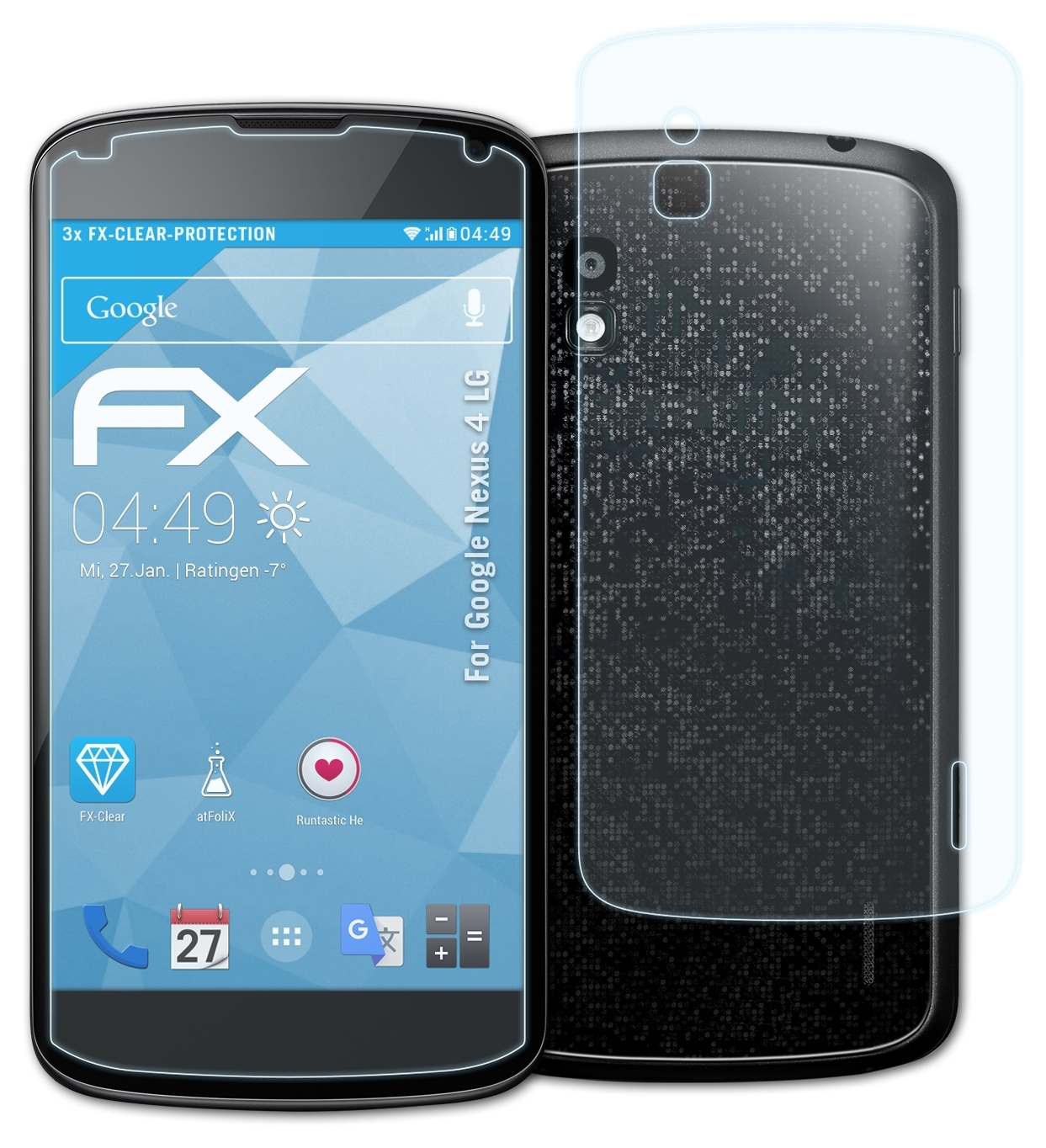 (LG)) Displayschutz(für Google 4 3x Nexus FX-Clear ATFOLIX