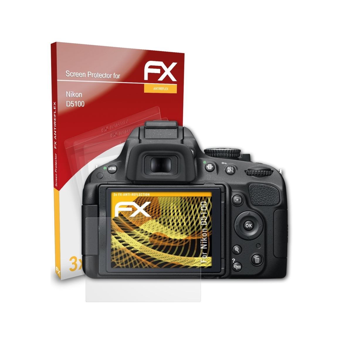 D5100) 3x Nikon Displayschutz(für FX-Antireflex ATFOLIX