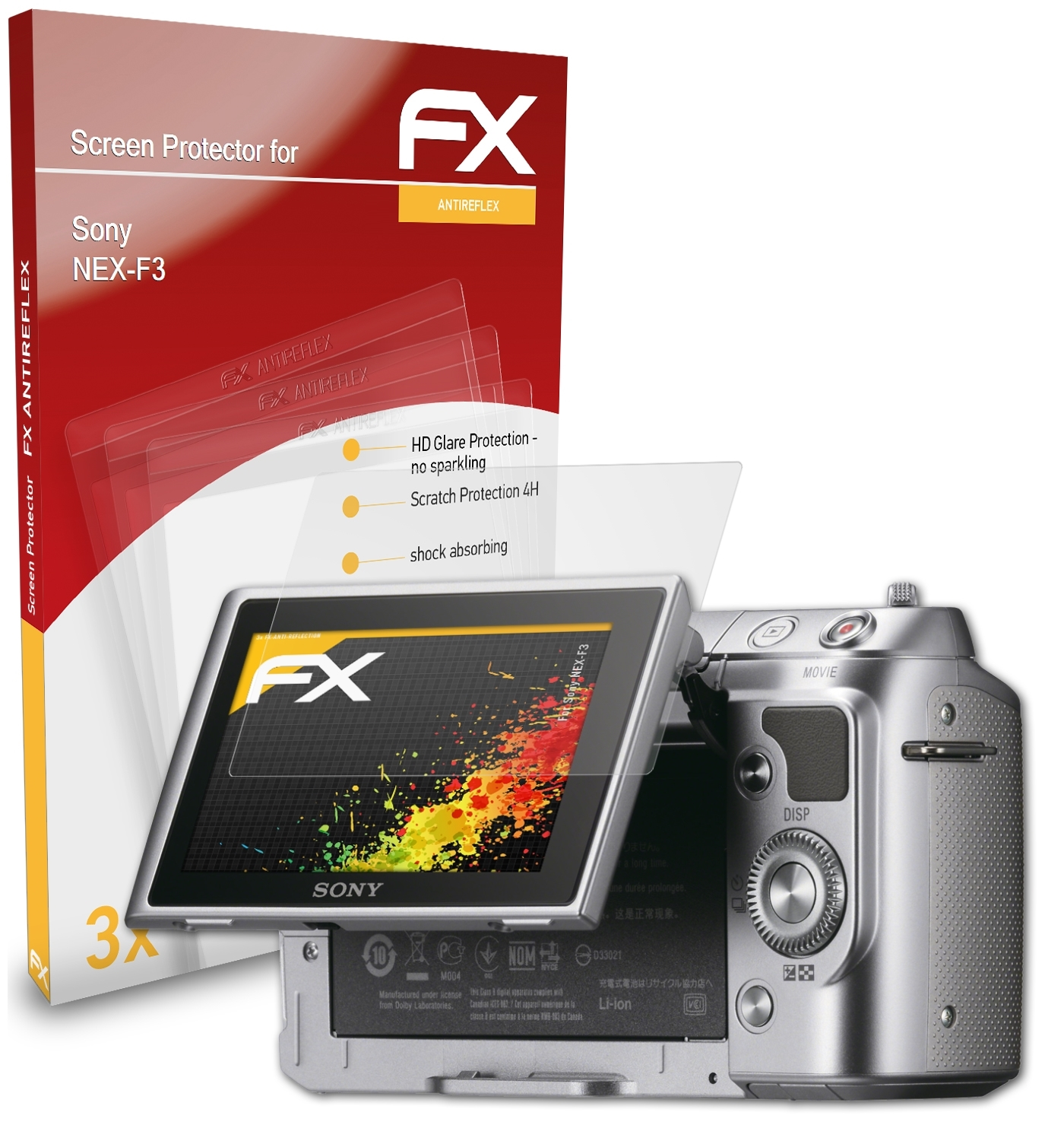 Displayschutz(für NEX-F3) ATFOLIX 3x Sony FX-Antireflex