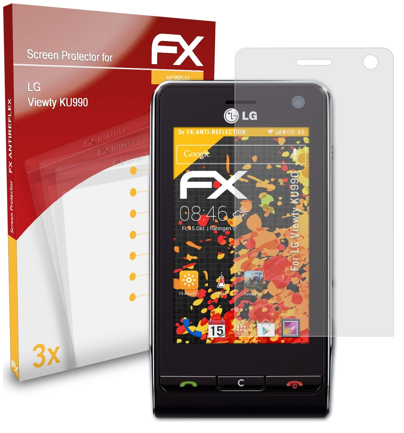 ATFOLIX 3x FX-Antireflex Displayschutz(für LG Viewty (KU990))