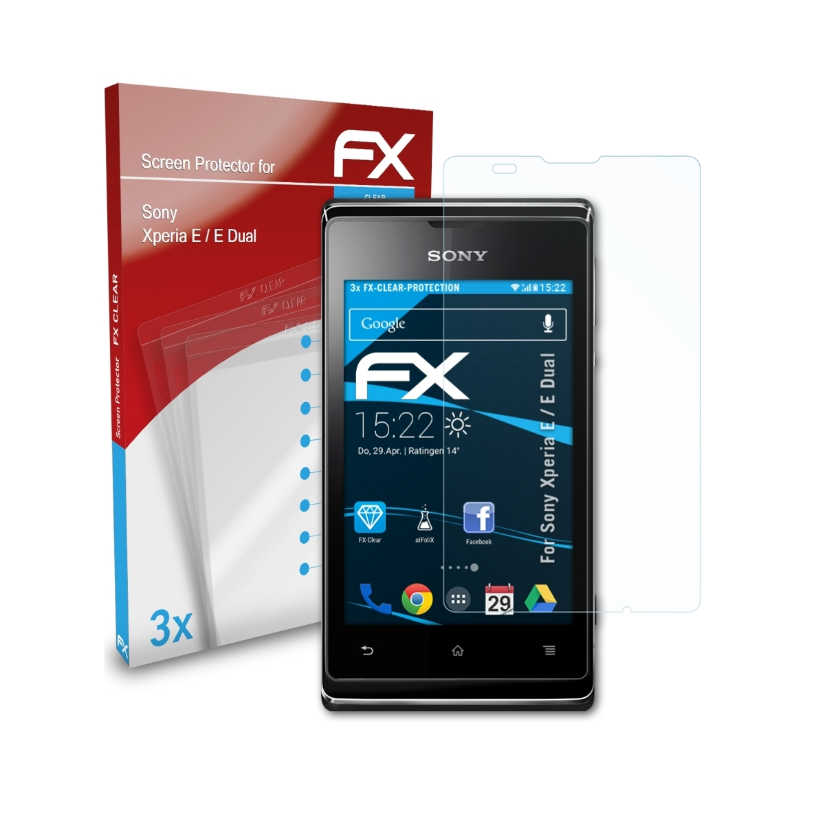 ATFOLIX 3x FX-Clear Displayschutz(für E E Xperia / Dual) Sony