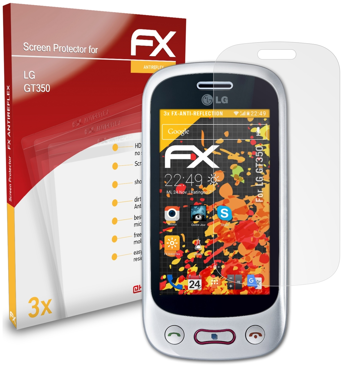 GT350) FX-Antireflex Displayschutz(für 3x LG ATFOLIX