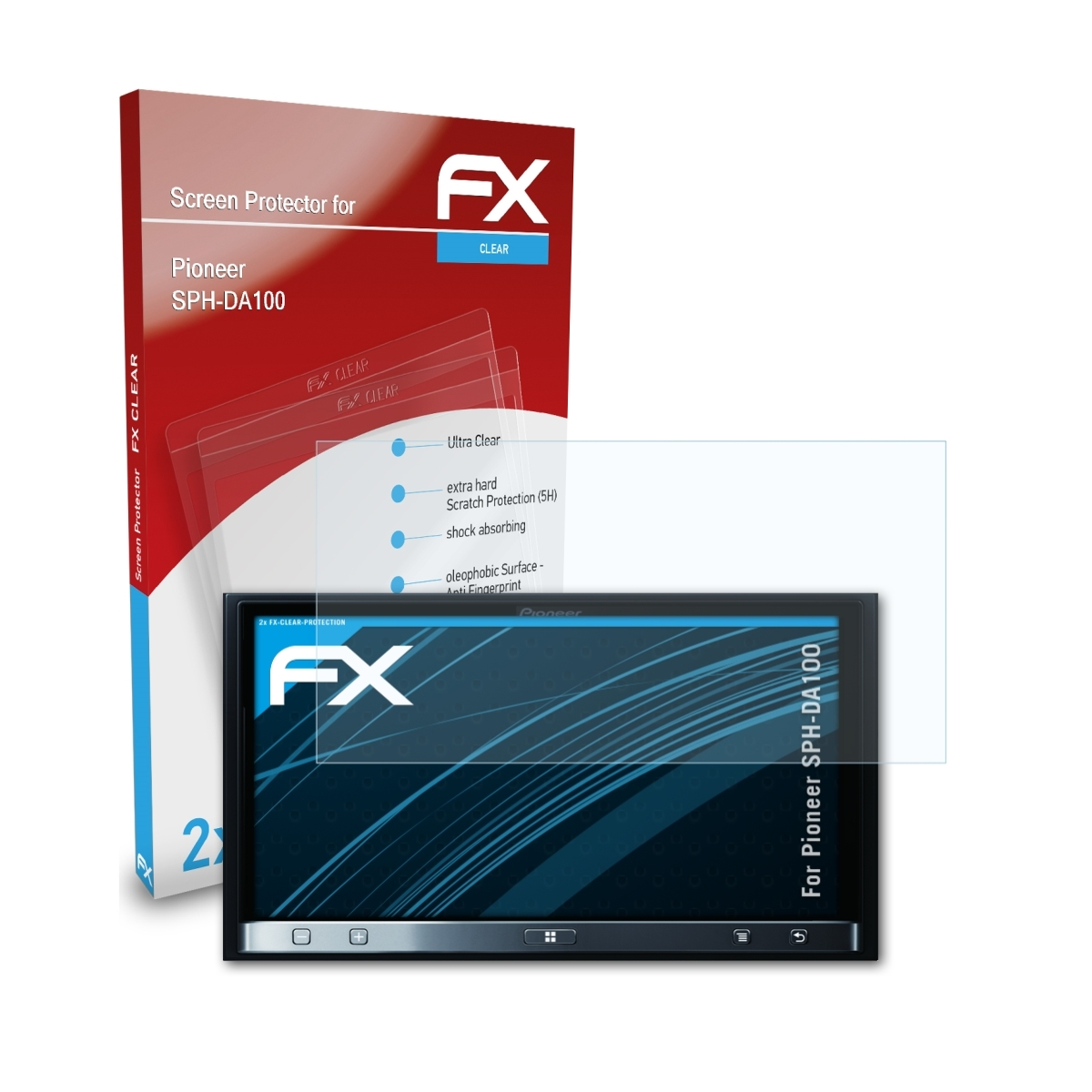 ATFOLIX 2x FX-Clear Pioneer SPH-DA100) Displayschutz(für