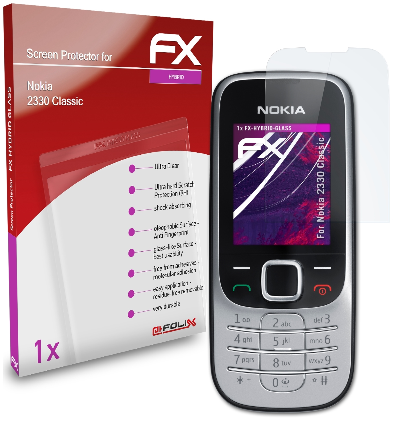 ATFOLIX FX-Hybrid-Glass 2330 Classic) Schutzglas(für Nokia