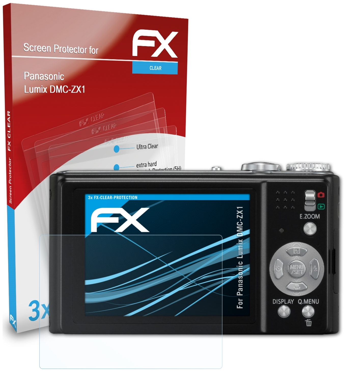 Displayschutz(für 3x FX-Clear DMC-ZX1) Panasonic ATFOLIX Lumix