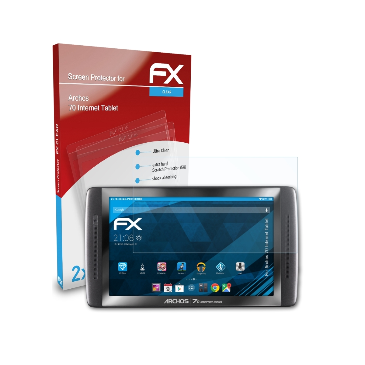 ATFOLIX 2x FX-Clear Displayschutz(für Internet 70 Tablet) Archos