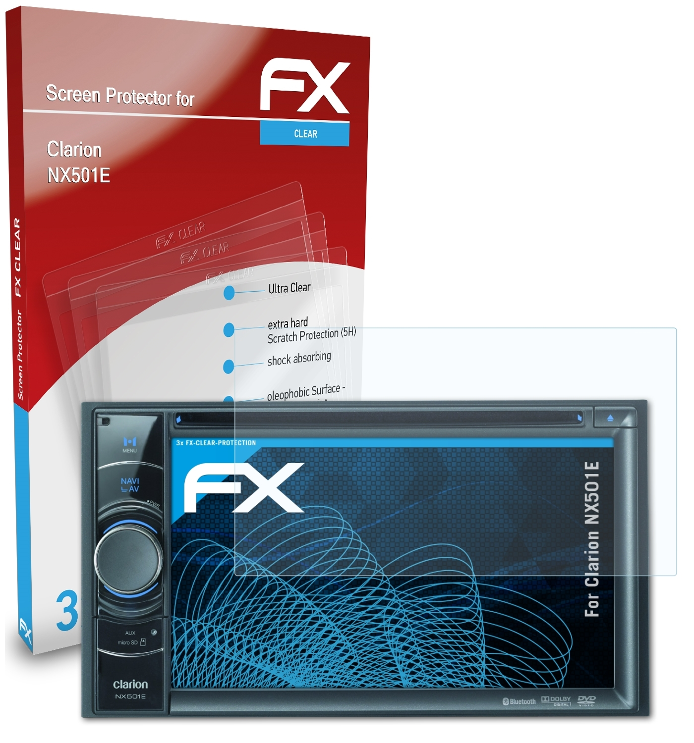 Displayschutz(für NX501E) ATFOLIX Clarion FX-Clear 3x