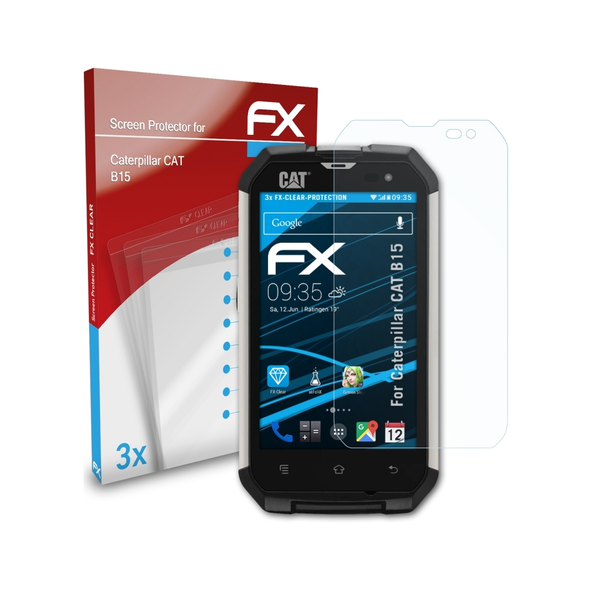 ATFOLIX 3x FX-Clear Displayschutz(für Caterpillar B15) CAT