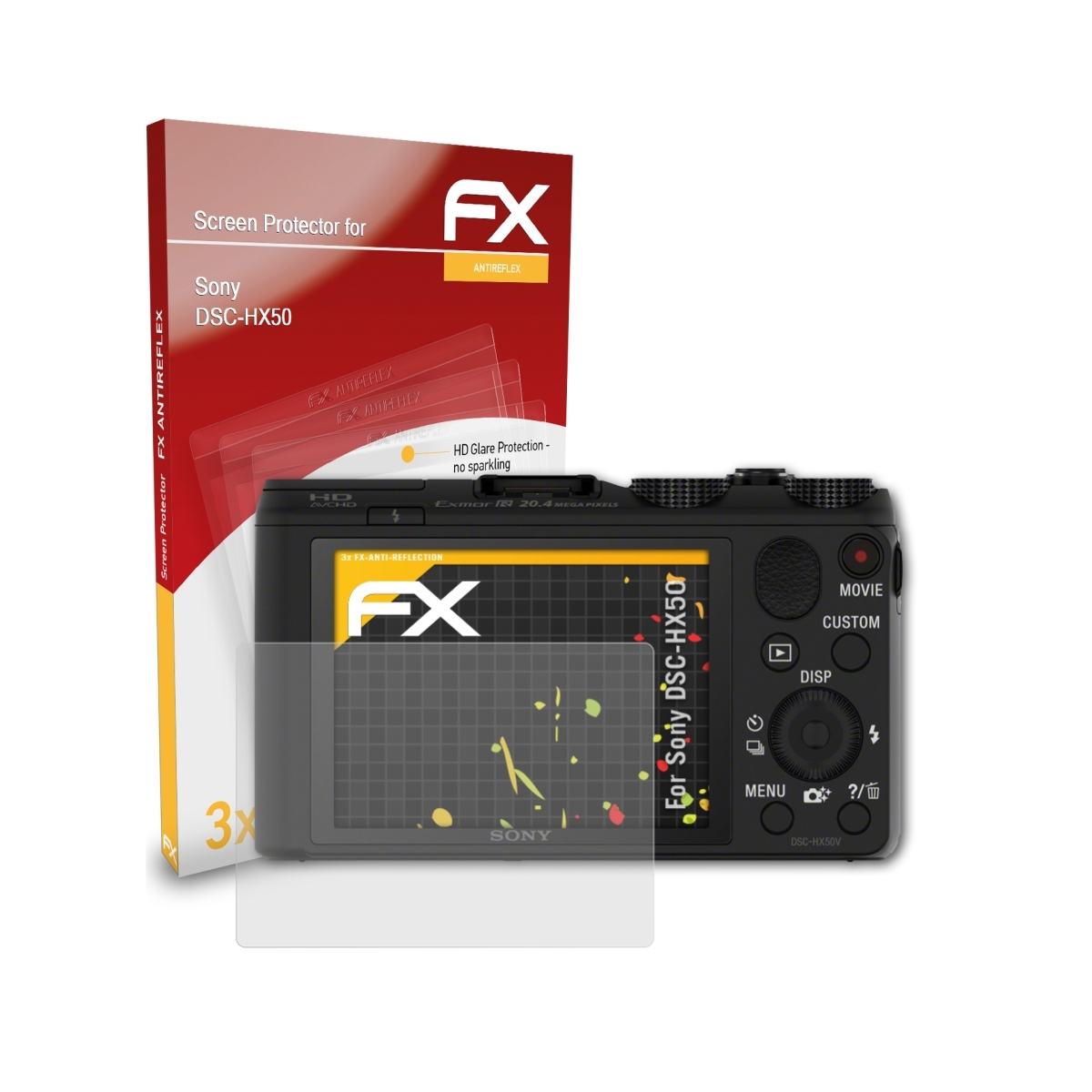3x Displayschutz(für ATFOLIX FX-Antireflex Sony DSC-HX50)