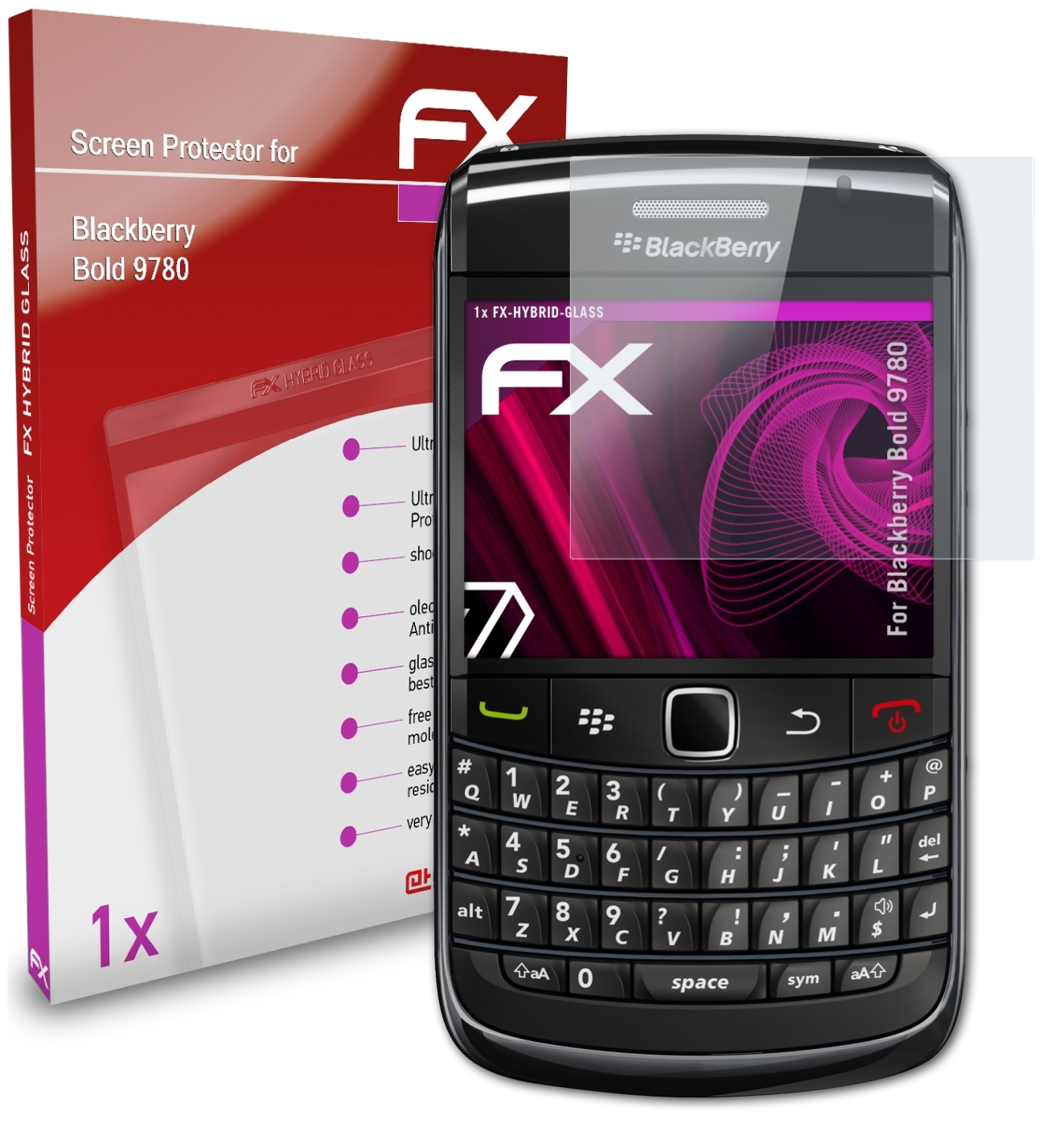 Bold Blackberry ATFOLIX Schutzglas(für FX-Hybrid-Glass 9780)