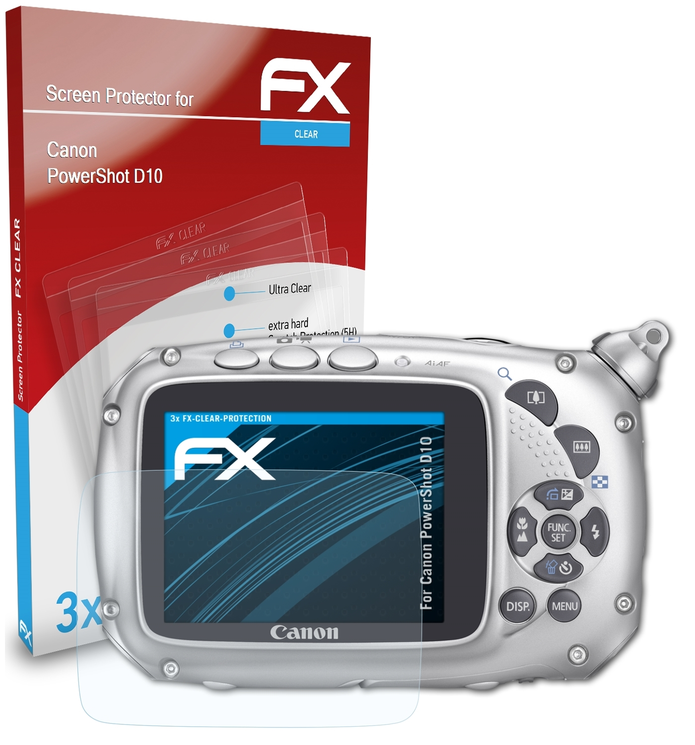 3x D10) FX-Clear PowerShot Displayschutz(für ATFOLIX Canon