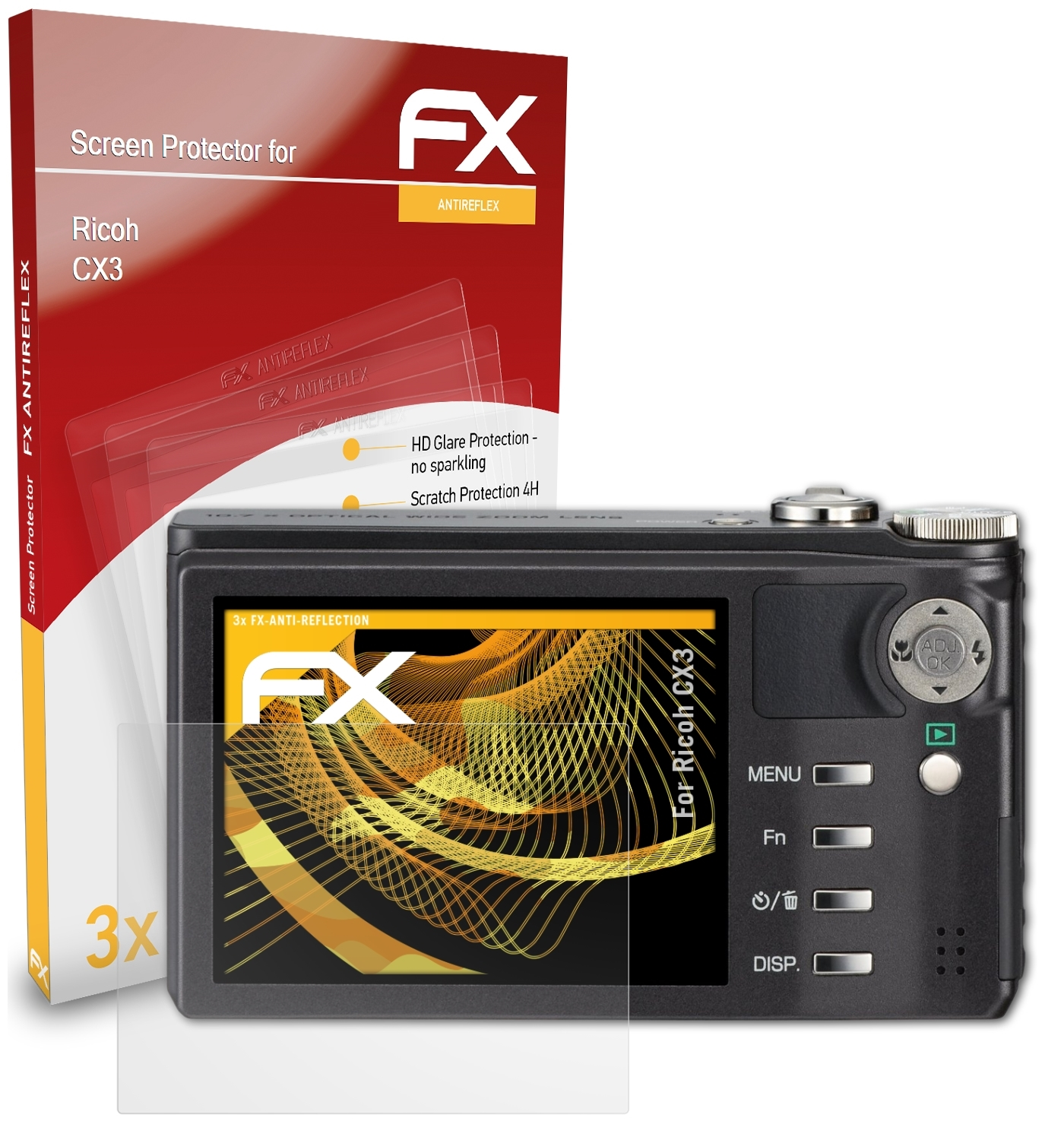 ATFOLIX 3x Displayschutz(für FX-Antireflex Ricoh CX3)