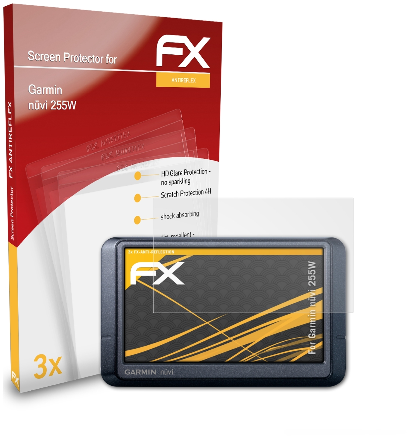 ATFOLIX 3x FX-Antireflex Displayschutz(für Garmin 255W) nüvi
