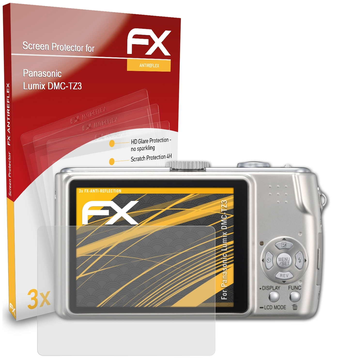 Lumix Displayschutz(für Panasonic FX-Antireflex ATFOLIX DMC-TZ3) 3x