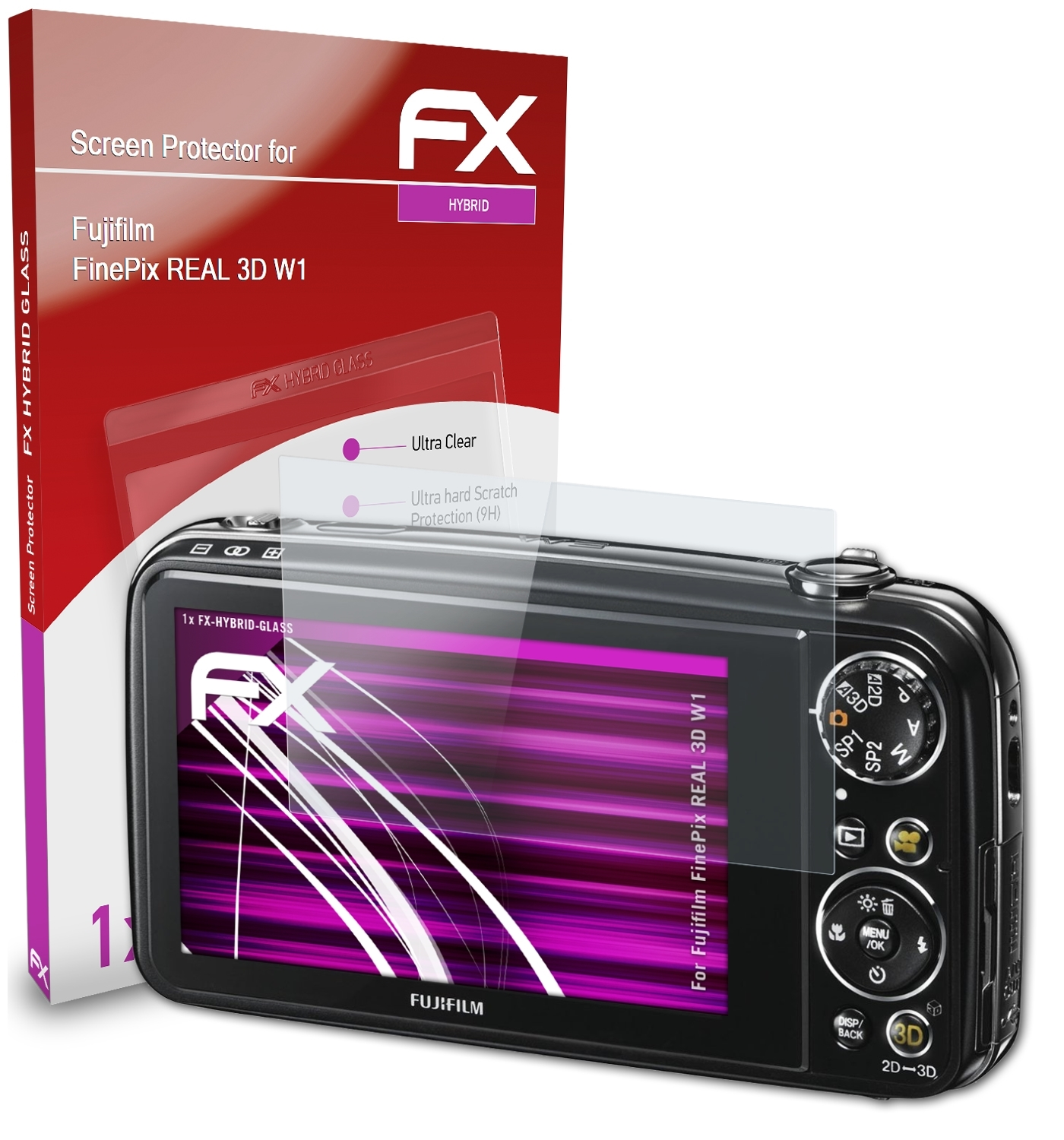 REAL ATFOLIX Schutzglas(für 3D W1) Fujifilm FX-Hybrid-Glass FinePix