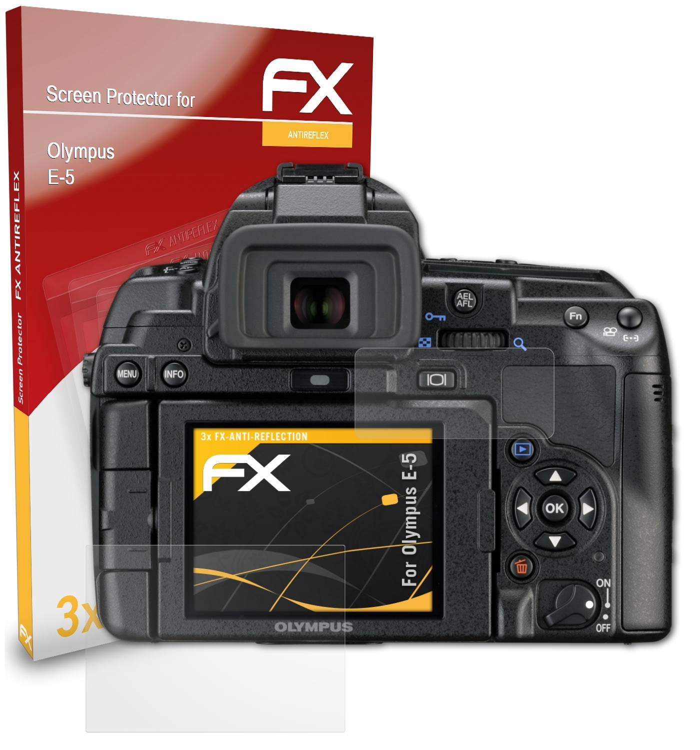3x FX-Antireflex E-5) ATFOLIX Olympus Displayschutz(für