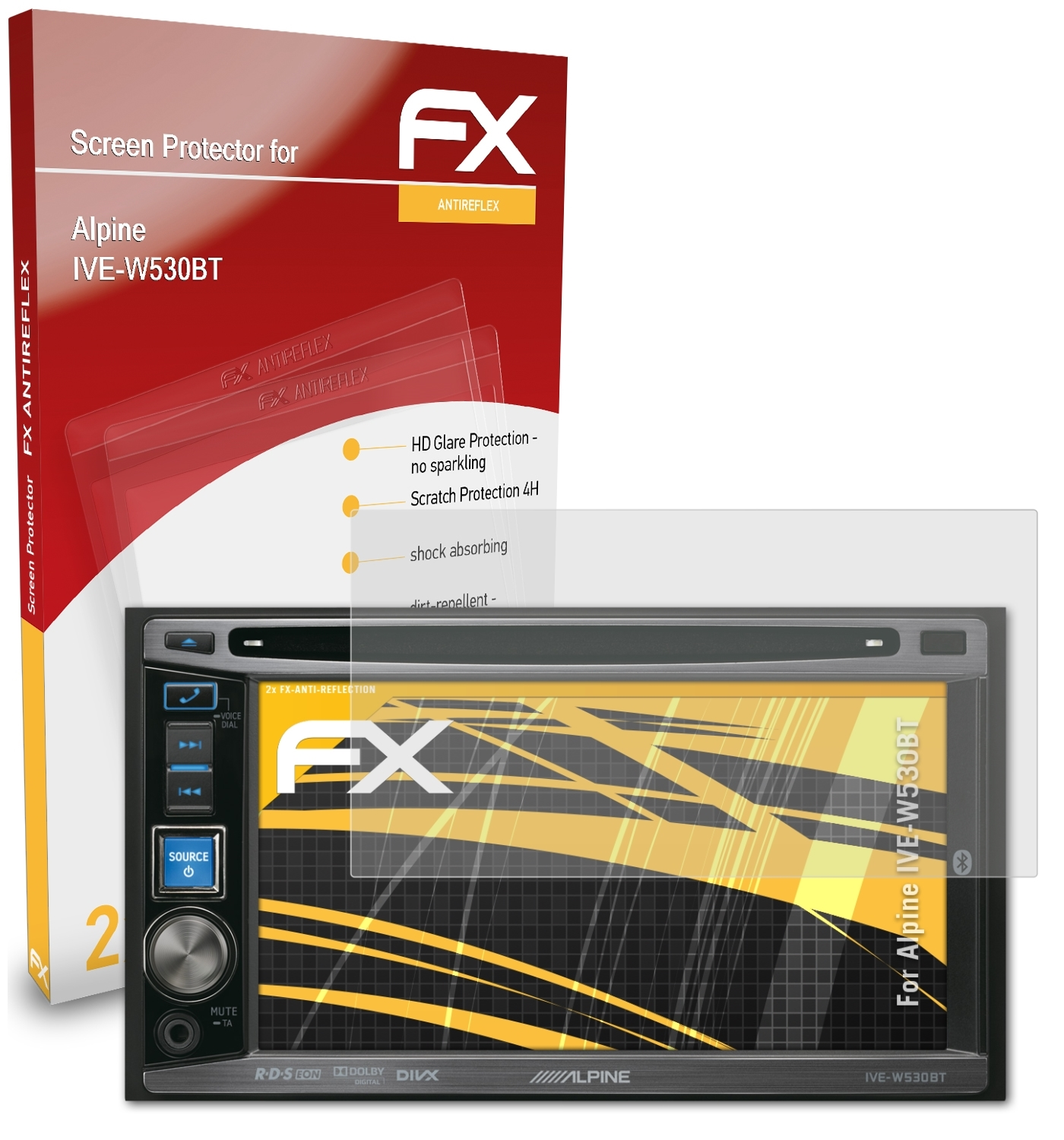 ATFOLIX Displayschutz(für 2x FX-Antireflex IVE-W530BT) Alpine