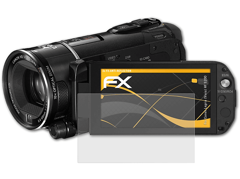 FX-Antireflex S200) Displayschutz(für Legria Canon ATFOLIX HF (Vixia) 3x