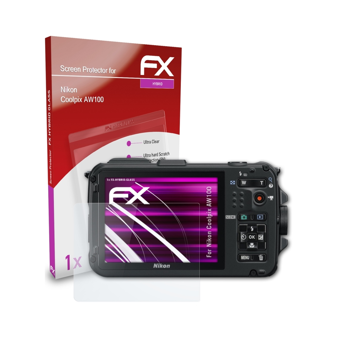 FX-Hybrid-Glass Nikon Schutzglas(für AW100) ATFOLIX Coolpix