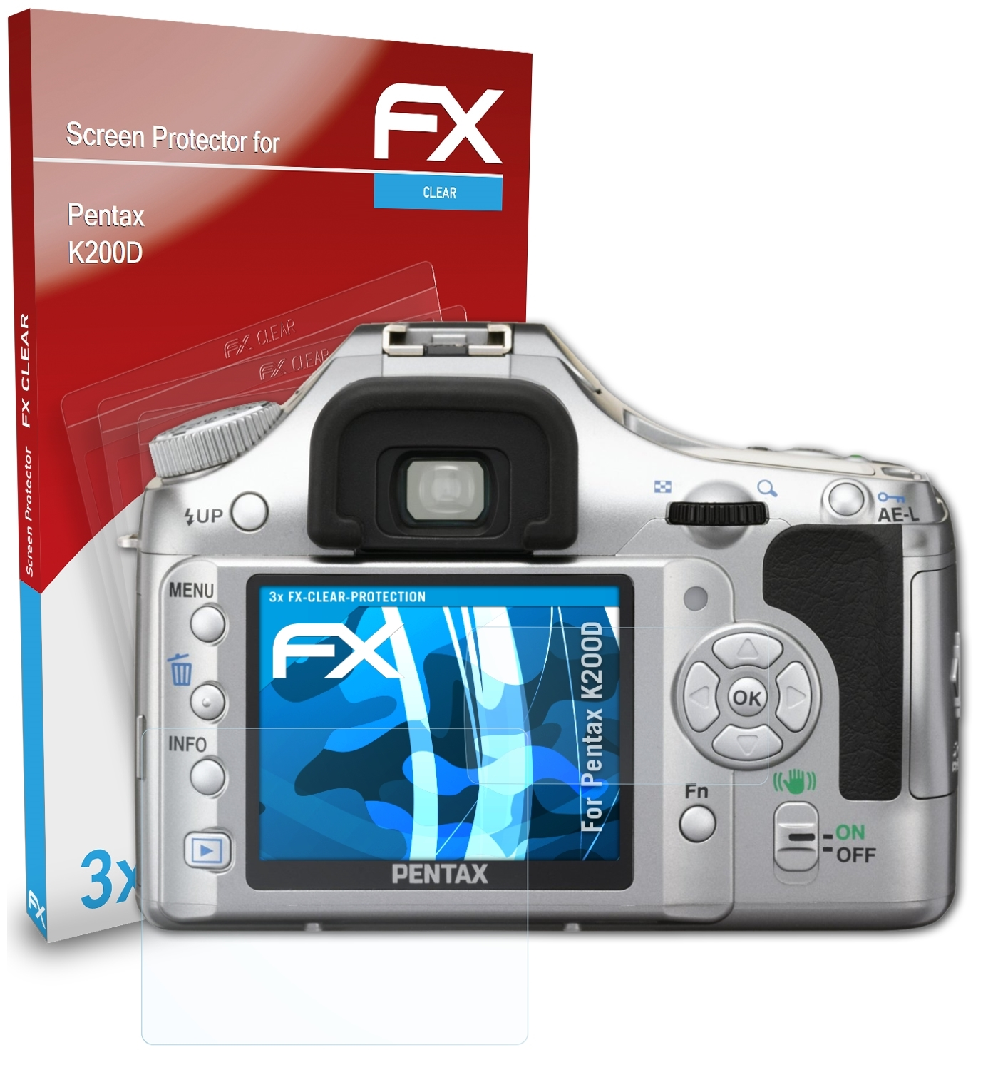 ATFOLIX 3x FX-Clear Displayschutz(für K200D) Pentax