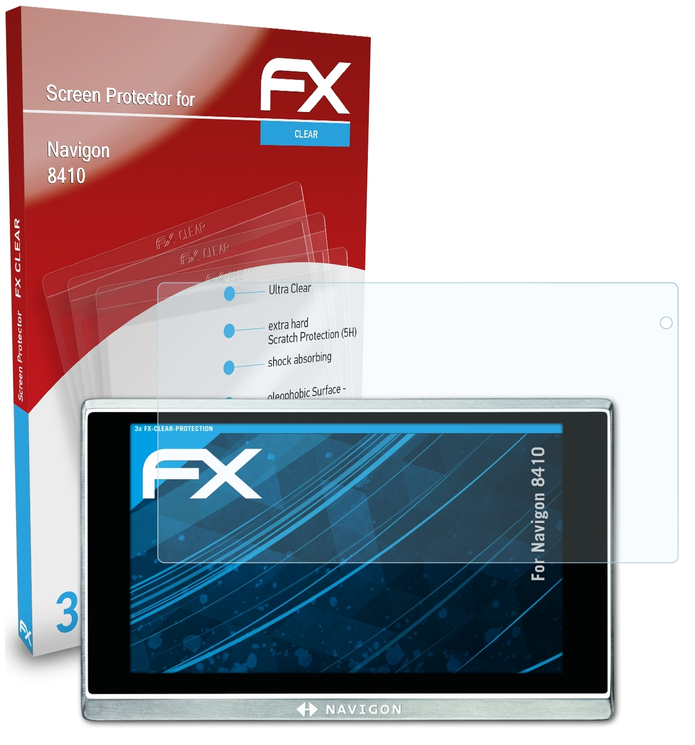 8410) Displayschutz(für FX-Clear 3x ATFOLIX Navigon