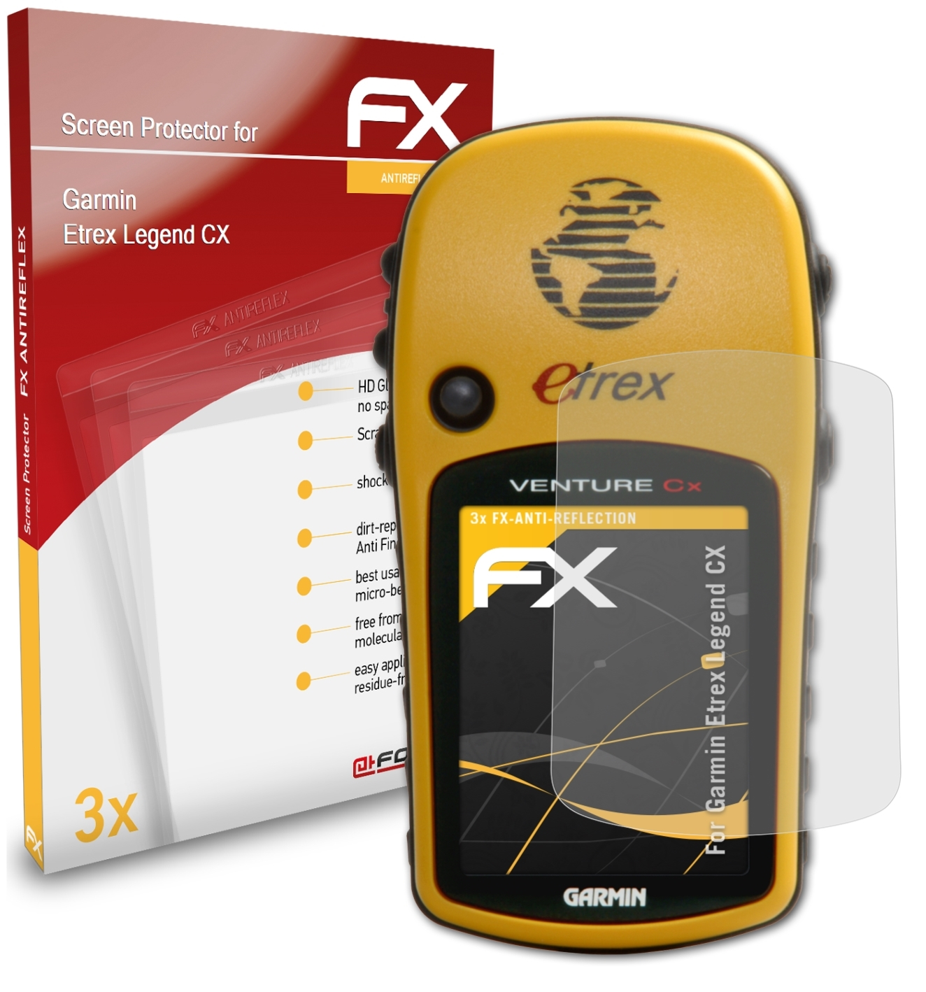 ATFOLIX 3x FX-Antireflex Displayschutz(für CX) Etrex Legend Garmin