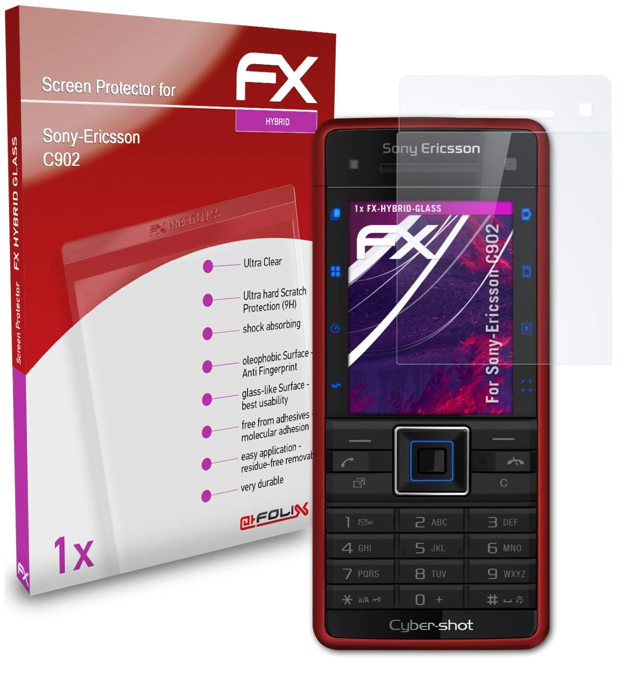 ATFOLIX FX-Hybrid-Glass Schutzglas(für Sony-Ericsson C902)