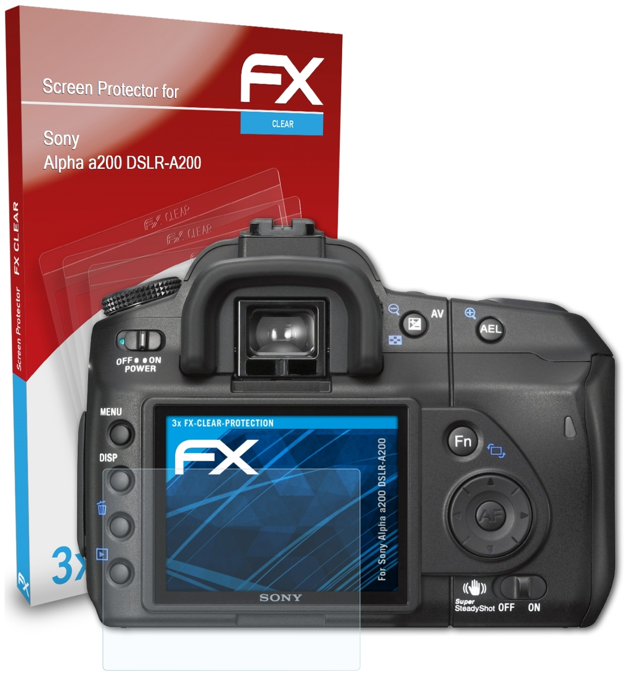 ATFOLIX 3x FX-Clear Displayschutz(für (DSLR-A200)) a200 Alpha Sony