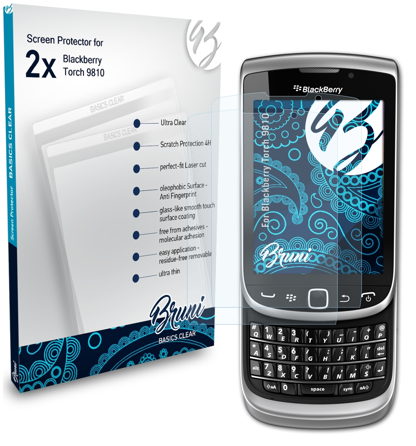 Schutzfolie(für Basics-Clear Torch BRUNI Blackberry 9810) 2x
