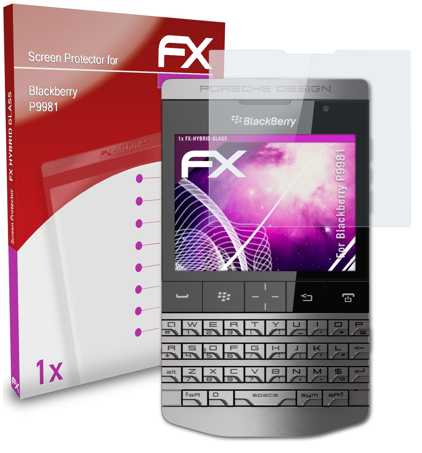 ATFOLIX FX-Hybrid-Glass Schutzglas(für Blackberry P9981)
