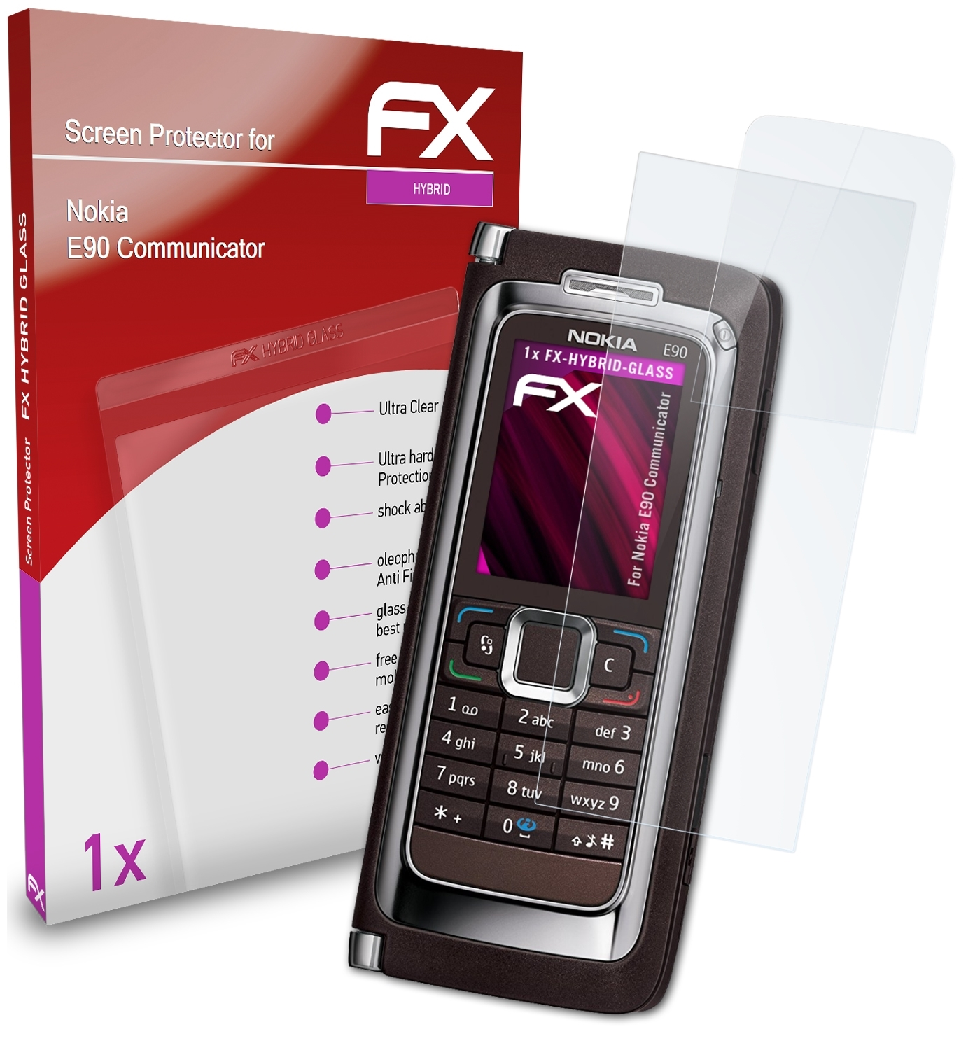 Nokia FX-Hybrid-Glass ATFOLIX Communicator) Schutzglas(für E90