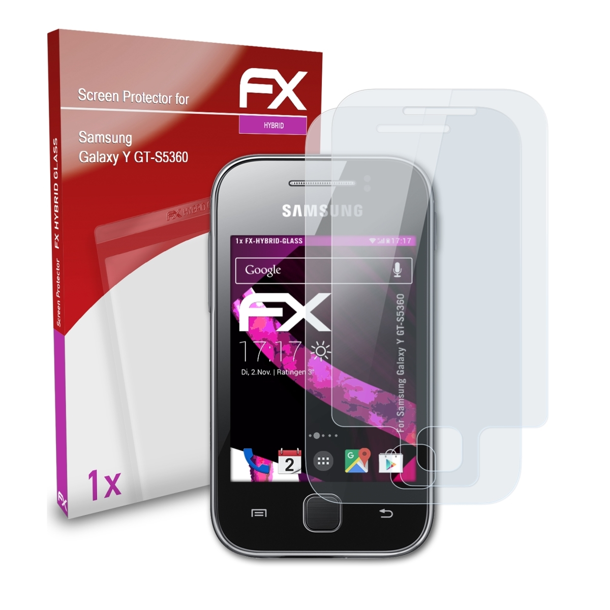 Schutzglas(für FX-Hybrid-Glass Galaxy Samsung Y ATFOLIX (GT-S5360))