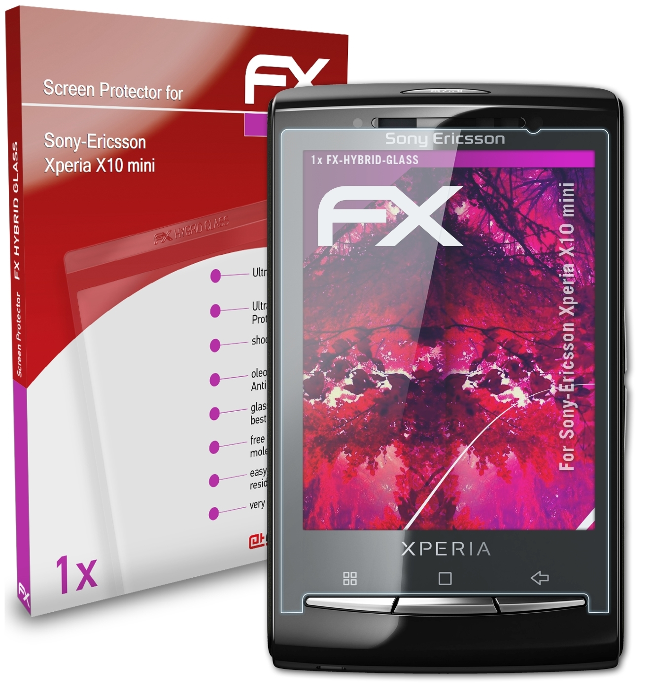ATFOLIX FX-Hybrid-Glass Schutzglas(für Sony-Ericsson X10 Xperia mini)