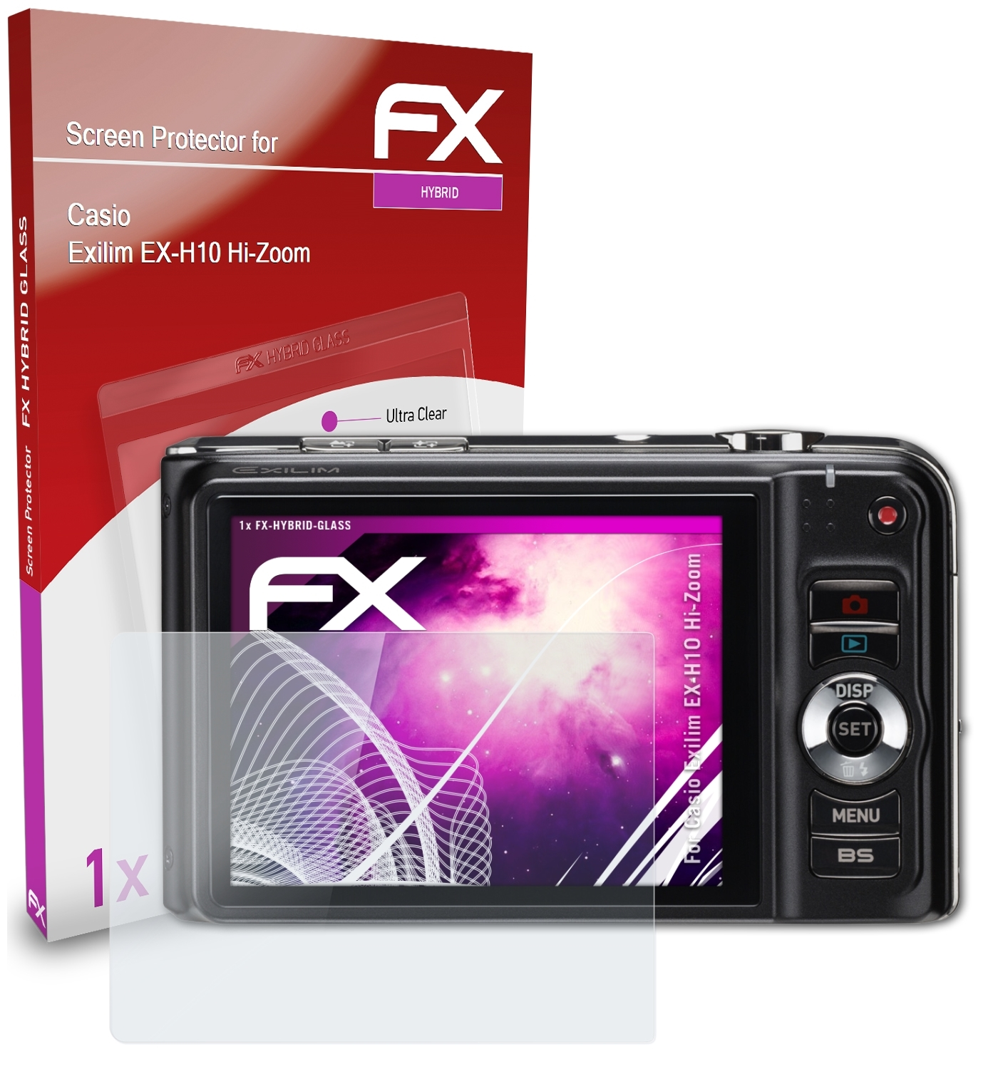 ATFOLIX FX-Hybrid-Glass Schutzglas(für Casio Hi-Zoom) Exilim EX-H10