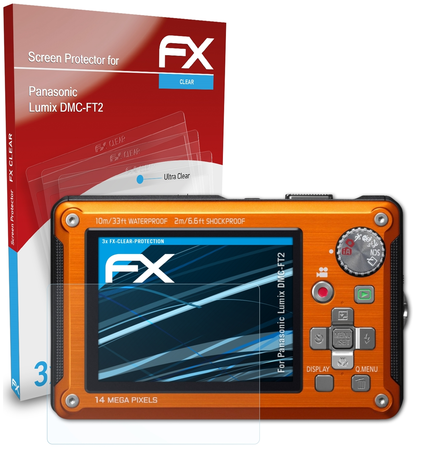 Displayschutz(für ATFOLIX Lumix DMC-FT2) 3x FX-Clear Panasonic